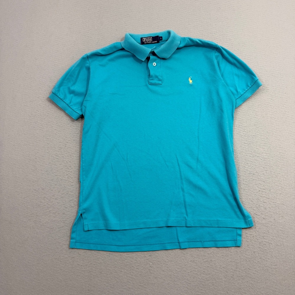 Vintage Polo Ralph Lauren Shirt Large Blue Short Sleeve Shirt Classic Fit Logo